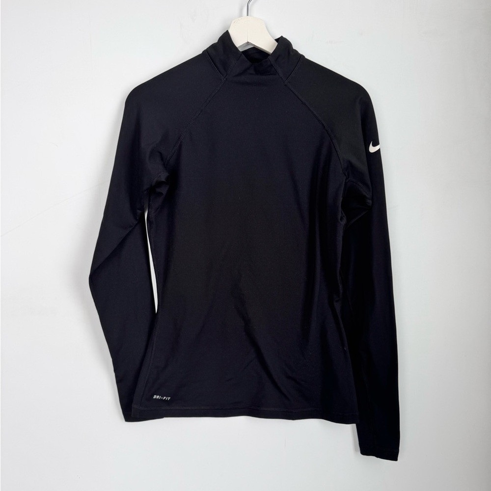 Nike Pro Dri-Fit Black Mock Neck Long Sleeve Short Size Medium